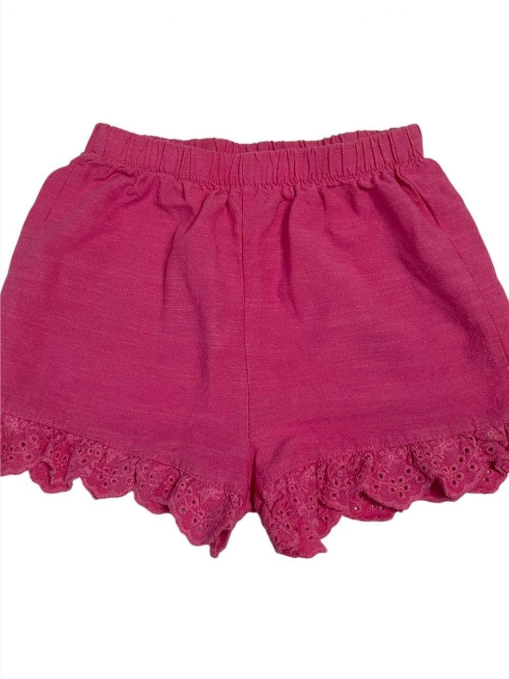 Tahari Bright Pink Eyelet Scallop Hem Shorts - Picture 2 of 7